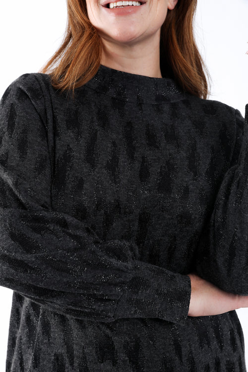 Jurk met jacquard luipaardmotief-Paprika-4