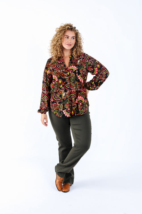 Blouse en viscose imprimé folk-Paprika-6