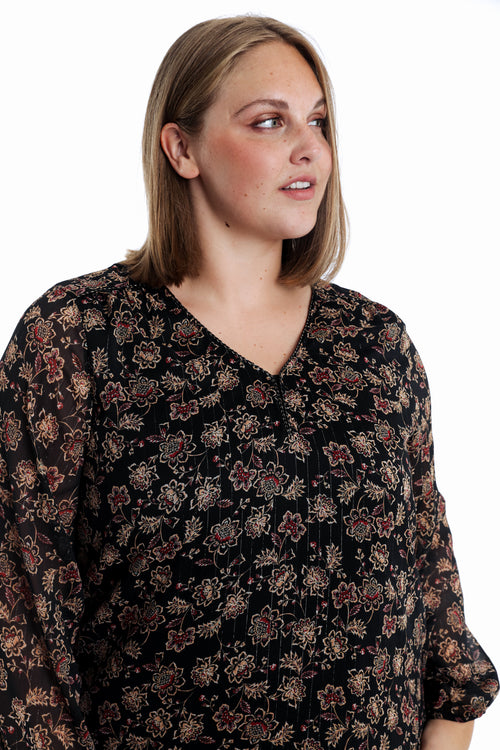 Blouse met Indiase bloemenprint-Paprika-3