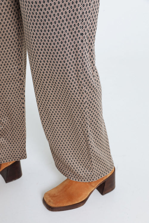 Broek in viscose met geometrisch jacquardmotief-Paprika-4