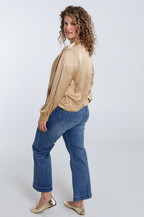 Bomber uni en viscose effet satin-Paprika-2