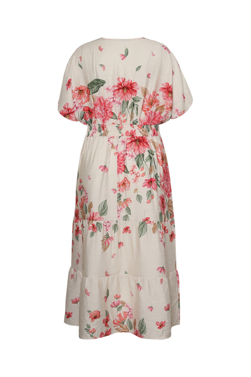 Lange jurk van viscose met bloemenprint-Paprika-12