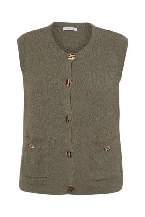 Effen mouwloos gilet-Paprika-10
