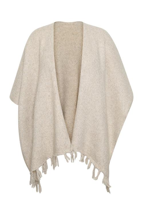 Poncho uni à franges-Paprika-1