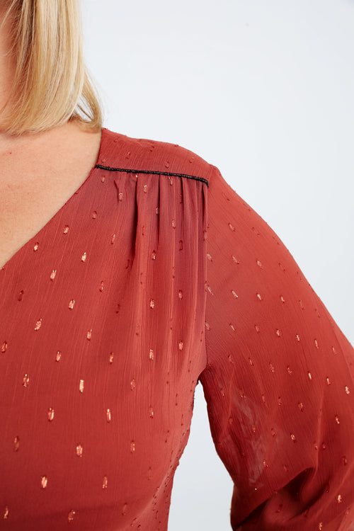 Korte, effen jurk met schouderuitsnijdingen-Paprika-4