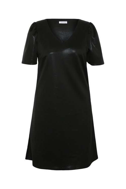 Effen jurk met satijneffect-Paprika-1