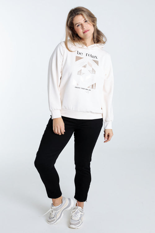 Effen trui met opschrift in folie en kap-Paprika-9