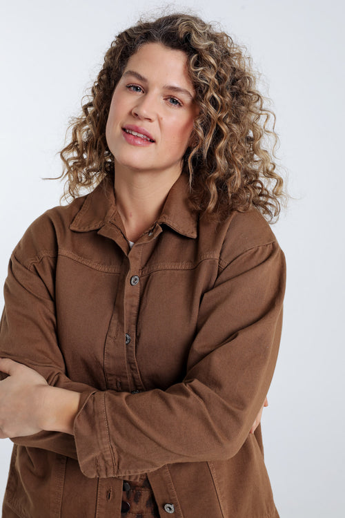 Veste en jeans unie-Paprika-3