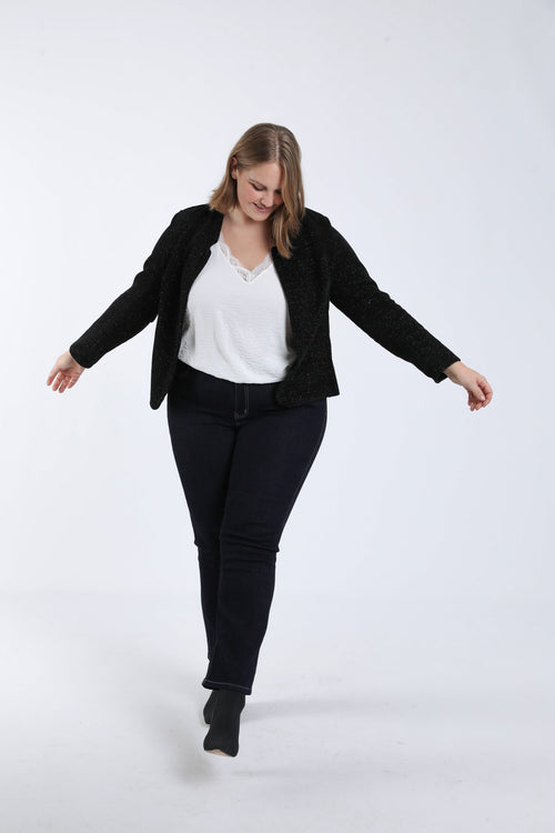 Veste jacquard bicolore avec lurex-Paprika-7