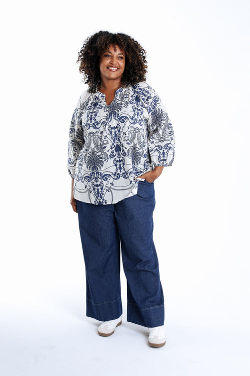 Blouse en coton imprimé floral-Paprika-8