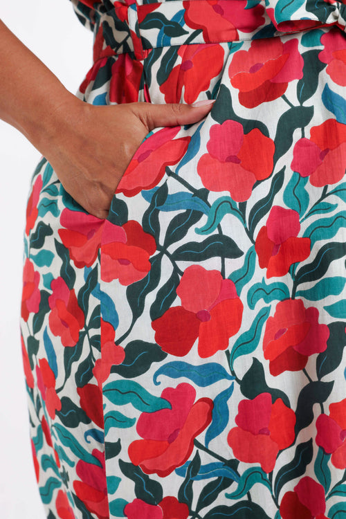 Jurk van viscose met bloemenprint-Paprika-5