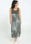 Cassis - Lange jurk in tencel met bladprint, Kaki