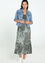 Cassis - Lange jurk in tencel met bladprint, Kaki