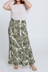Lange rok in viscose met tweekleurig bladmotief