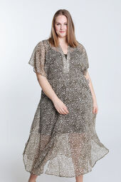 Lange jurk in voile met camouflageprint en lurex
