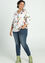 Lange blouse in viscose met bloemenmotief en pailletten