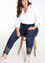 Slim 7/8-jeans 'Louise' met borduurwerk en strass