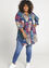 Lang hemd 'Doris' in viscose met kleurrijk palmmotief
