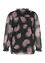 Lange blouse met print van pauwenveren, folie en frou-frou kraag