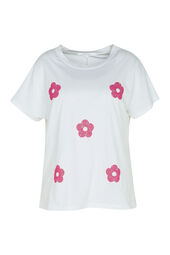 T-shirt met bloemenprint en pailletten